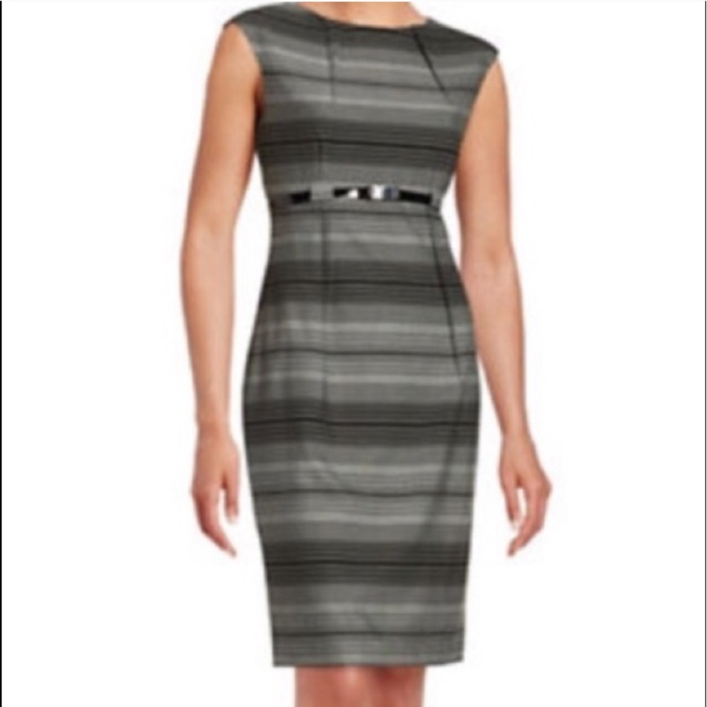 Calvin Klein- Woman’s Striped Belted Sheath Dress